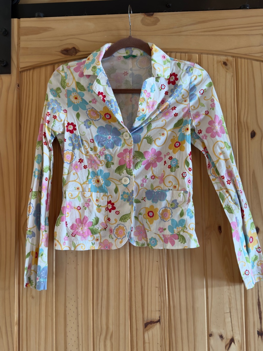 Vintage Whimsical Floral Button Front Blazer Jacket